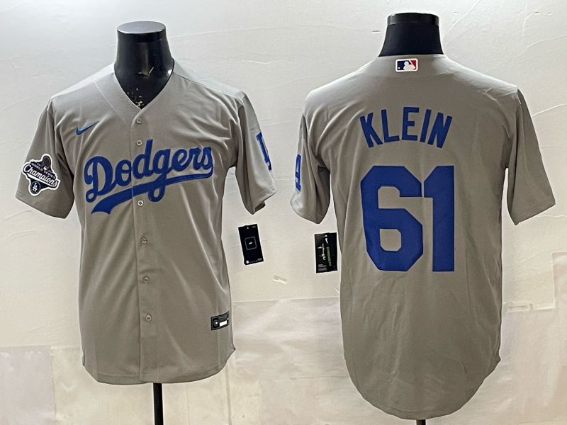 Men 2025 Nike Los Angeles Dodgers #61 Klein Grey Game MLB Jersey 09